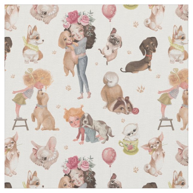 Love Dogs Fabric (Close Up)