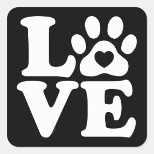 Love Dogs Paw Print Square Sticker