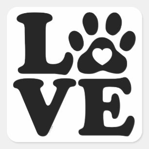 Love Dogs Paw Print Square Sticker