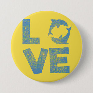 LOVE Dolphins T-Shirt Vintage distressed Button