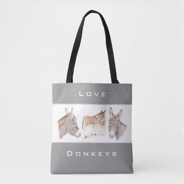 Love Donkeys Grey Tote Bag (Front)