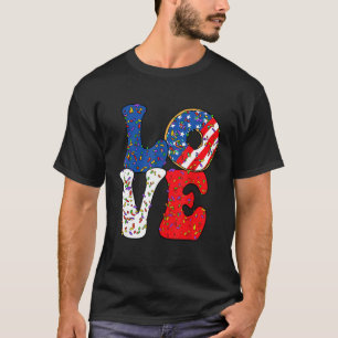 Love Donut Sprinkle with USA American flag for 4th T-Shirt