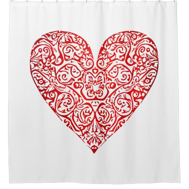 Love Doodle Heart Abstract Art, No 02 Shower Curtain (Front)