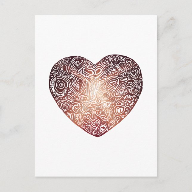 Love Doodle Heart Abstract Art Postcard (Front)