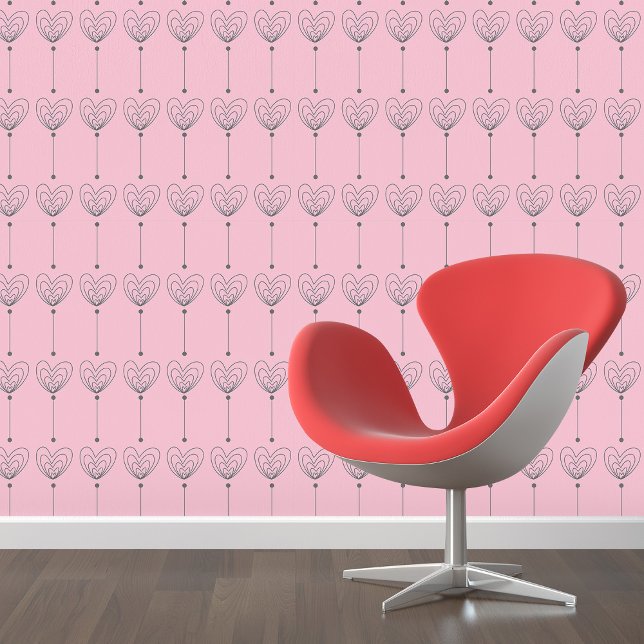 Love Doodles: Pink & Grey Hearts Peel and Stick Wallpaper (Love Doodles: Pink & Grey Hearts Peel and Stick Wallpaper)