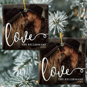 Love Double Sided Two Photo Ceramic Ornament