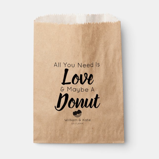 Love Doughnut Treat Wedding Favour Bag (Front)