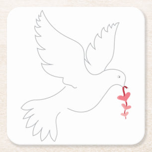 Love Dove Square Paper Coaster