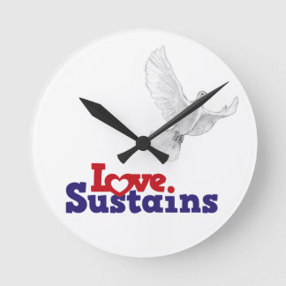 LOve Dove Time - Deep Red Round Clock