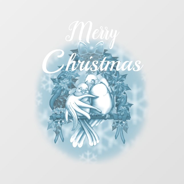 Love Doves Merry Christmas  Window Cling (Sheet)