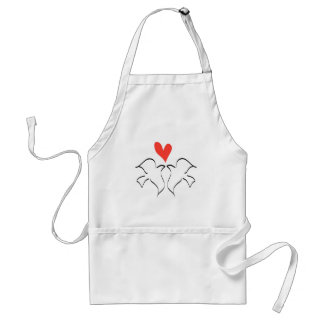 Love Doves Wedding Red Heart Standard Apron