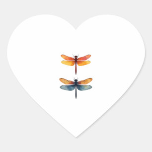 Love Dragonflies child small simple Minimalist Dra Heart Sticker