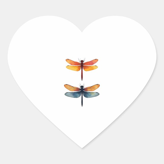Love Dragonflies child small simple Minimalist Dra Heart Sticker (Front)