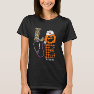 Love DSP Nurse Leopard Pumpkin Halloween Nurse Cos T-Shirt