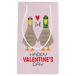 Love Ducks Custom Initials Valentine's Day Small Gift Bag