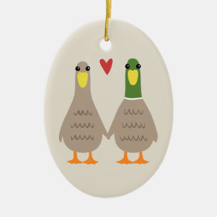 Love Ducks Cute Couple Holiday Keepsake Ceramic Tree Decoration