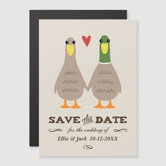 Love Ducks Wedding Save the Date Magnetic Invitation (Front/Back)