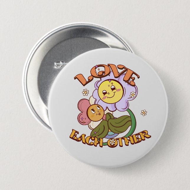 Love Each Other – Cute & Vibrant Flower 7.5 Cm Round Badge (Front & Back)