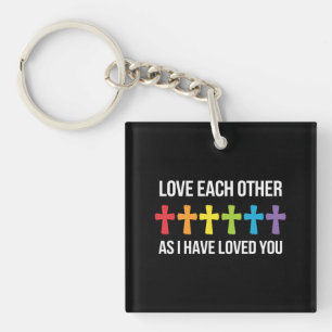 Love Each Other Gay Pride LGBTQ Rainbow Christian  Key Ring