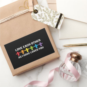 Love Each Other Gay Pride LGBTQ Rainbow Christian  Rectangular Sticker