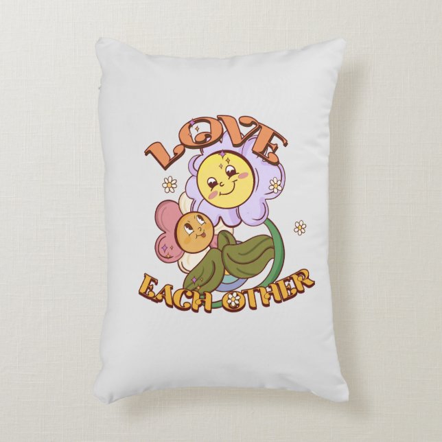 Love Each Other | Whimsical Floral Design Decorative Cushion (Front(Vertical))