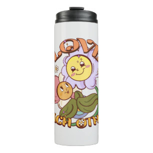 Love Each Other Whimsical Floral Design Thermal Tumbler