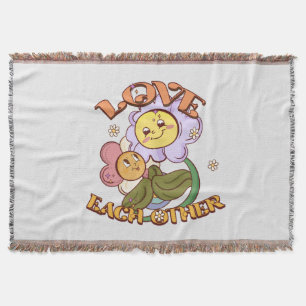 Love Each Other   Whimsical Floral Design Throw Blanket