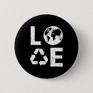Love Earth & Recycle Recycling 6 Cm Round Badge