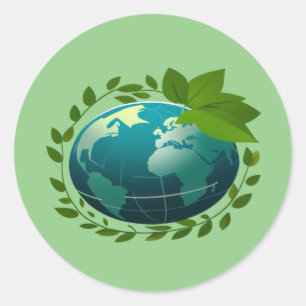 Love Earth   Eco Globe   Green Planet Classic Round Sticker
