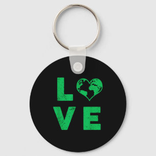 Love earth planet distressed environmental key ring