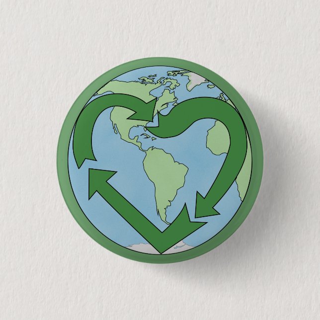 Love Earth, Recycle 3 Cm Round Badge (Front)