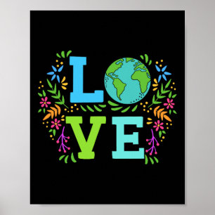 Love Earth Save The Planet Vintage Floral Earth Da Poster