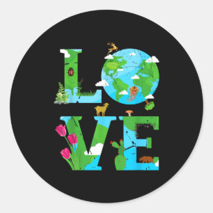 Love Earth World Planet Day Environmental Animal Classic Round Sticker