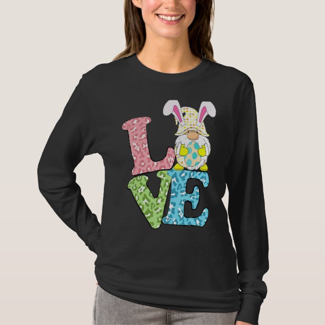 Love Easter Bunny Egg Gnome T-Shirt (Front)