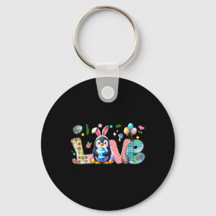 Love Easter Bunny Penguin Hunting Eggs Flowers Col Key Ring