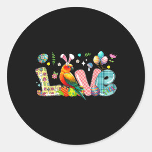 Love Easter Bunny Sun Conure Hunting Eggs Flowers Classic Round Sticker