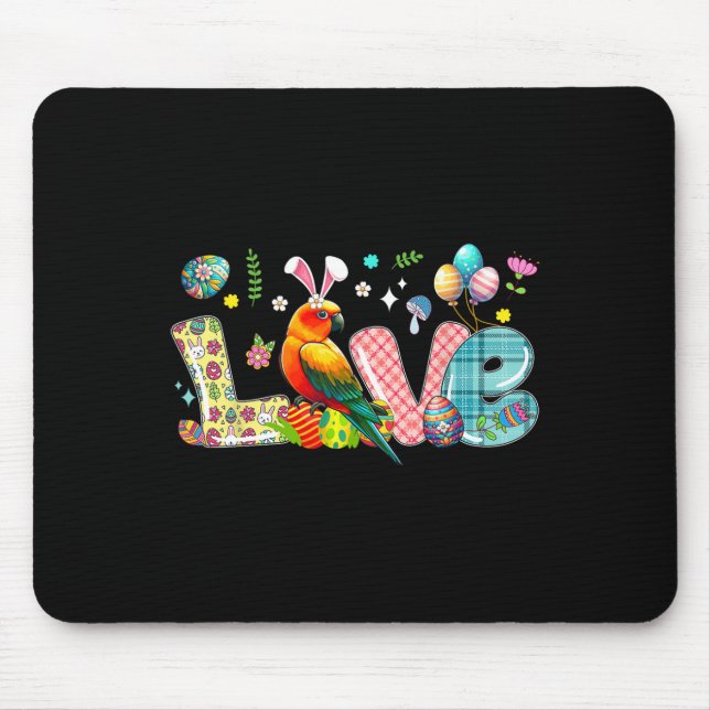 Love Easter Bunny Sun Conure Hunting Eggs Flowers  Mouse Mat (Front)