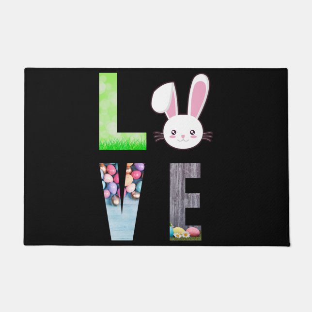 Love Easter - Easter Bunny - Easter Egg   Doormat (Front)