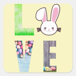 Love Easter - Easter Bunny - Easter Egg  Square Sticker