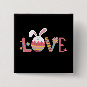 Love Easter Eggs Rabbit Cute Bunny 15 Cm Square Badge