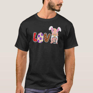 Love Easter Gnome Bunny Ears Lettering Leopard Gr T-Shirt