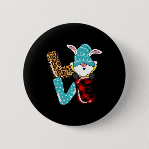 Love Easter Gnome Leopard Plaid Love Easter Gnome 6 Cm Round Badge