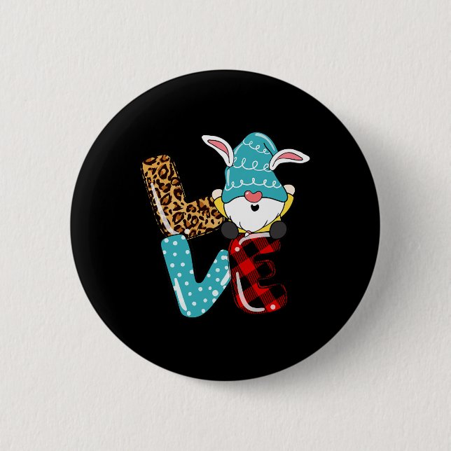 Love Easter Gnome Leopard Plaid Love Easter Gnome  6 Cm Round Badge (Front)
