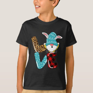 Love Easter Gnome Leopard Plaid Love Easter Gnome T-Shirt