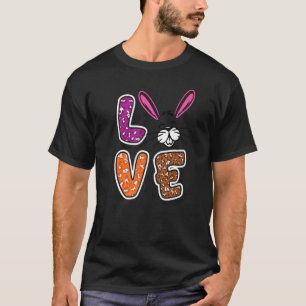 Love Easter Rabbi Women Bunny Ears Leopard Letteri T-Shirt