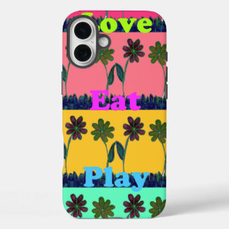 Love Eat Play Art Print iPhone 16 Plus Case