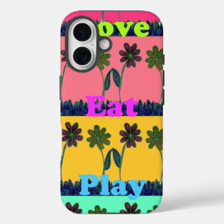Love Eat Play Art Print iPhone 16 Case