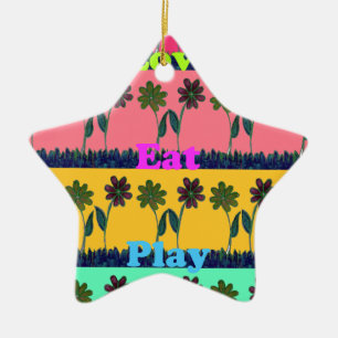 Love Eat Play Art Print Ceramic Tree Decoration