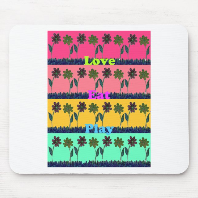 Love Eat Play Art Print Mouse Mat (Front)