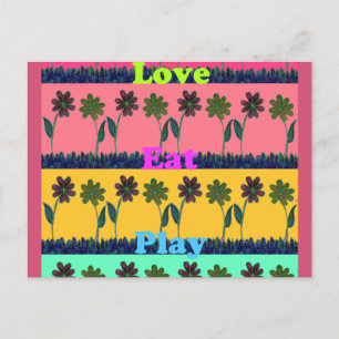 Love Eat Play Art Print Postcard